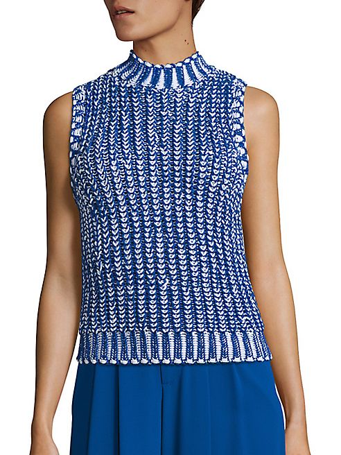 Alice + Olivia - Tomi Sleeveless Textured Two-Toned Sweater