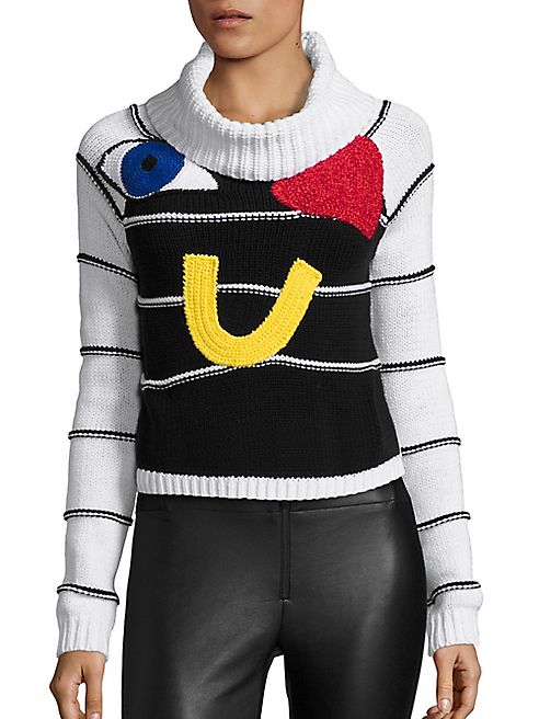 Alice + Olivia - Zita Eye Heart U Crop Turtleneck Sweater