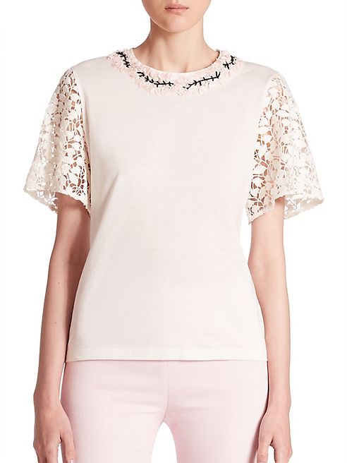 Giambattista Valli - Short Sleeve Macramé Top