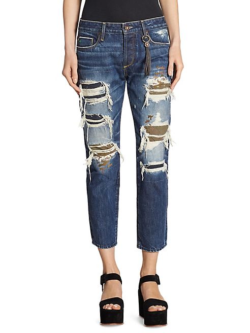 Tortoise - Savanna Cropped Slim Straight-Fit Distressed Jeans