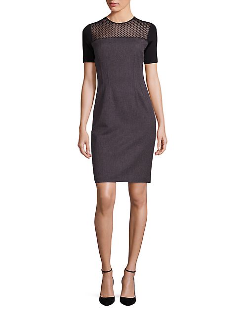 Elie Tahari - Josephine Geometric Lace Yoke Sheath Dress