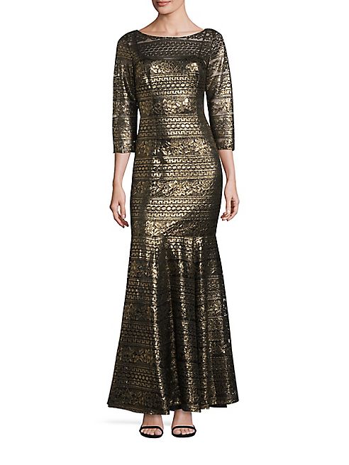 Kay Unger - Metallic Trumpet Gown