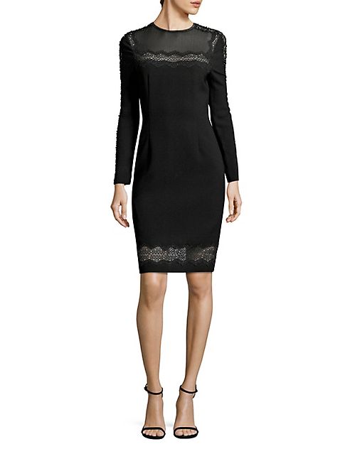 Elie Tahari - Candice Crepe Lace Trim Dress