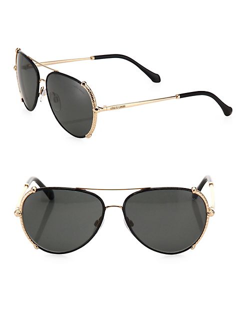 Roberto Cavalli - 58MM Leather Aviator Sunglasses