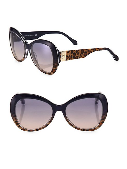 Roberto Cavalli - 56MM Leopard-Print Butterfly Sunglasses