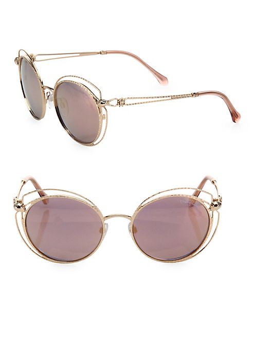 Roberto Cavalli - 55MM Round Mirrored Metal Sunglasses