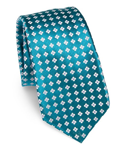 Kiton - Contrast Floral Print Silk Tie