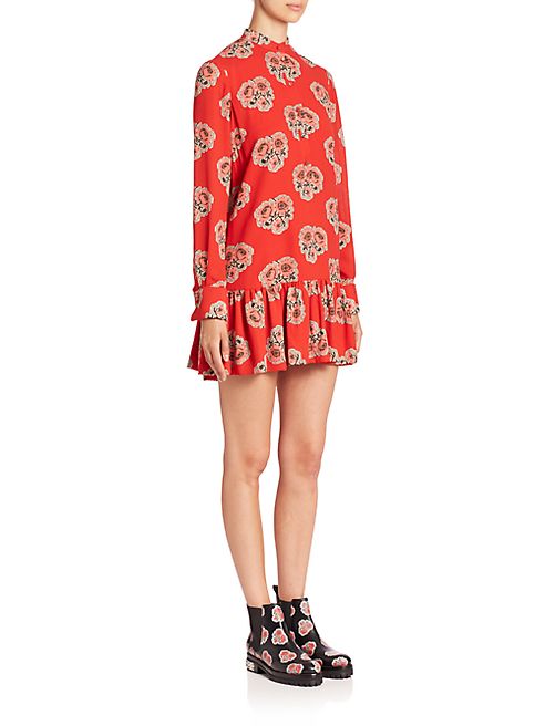 Alexander McQueen - Silk Georgette Floral-Print Drop-Waist Dress