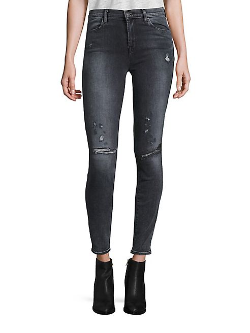 J BRAND - Maria High-Rise Distressed Skinny Jeans