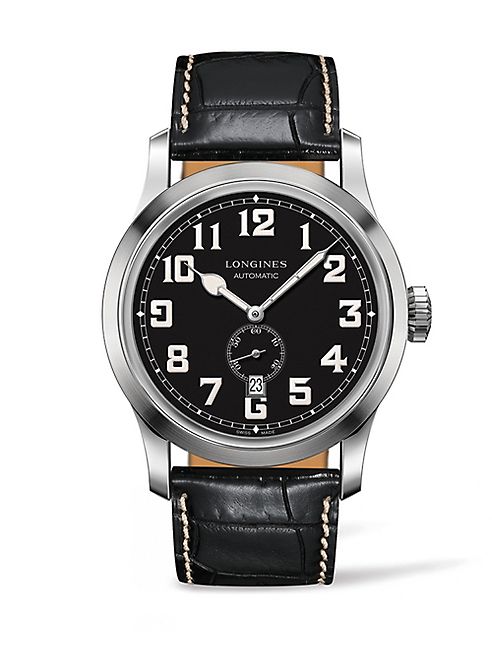 Longines - Embossed Leather Strap Watch