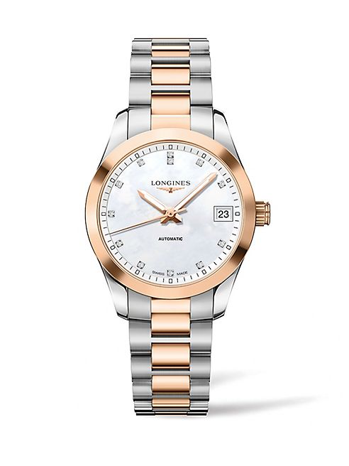 Longines - Conquest Classic Diamond, Mother-Of -Pearl, Goldtone & Stainless Steel Watch