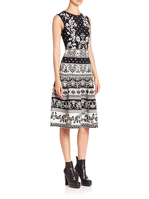 Alexander McQueen - Floral Jacquard Knit Midi Dress