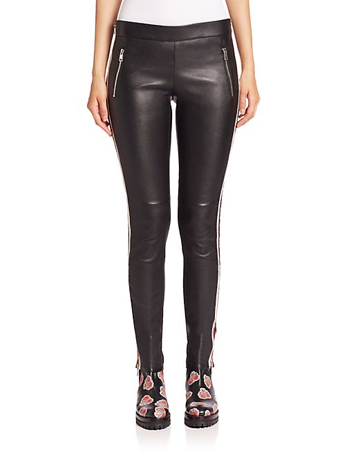 Alexander McQueen - Striped Leather Leggings