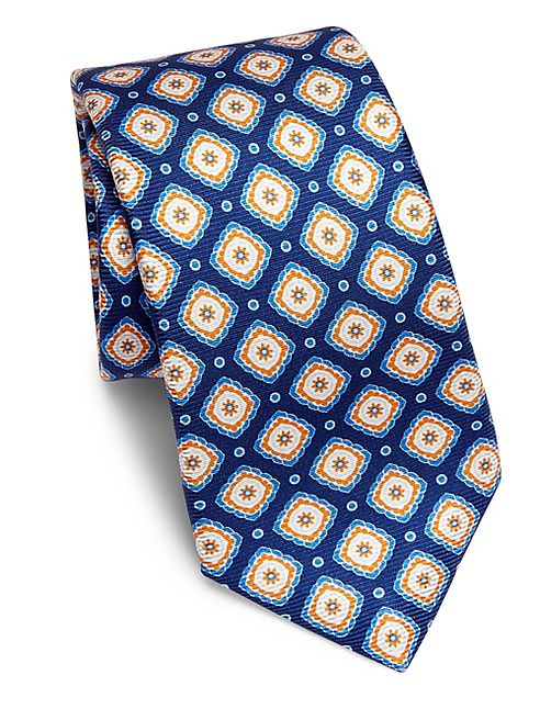 Kiton - Medallion Print Silk Tie