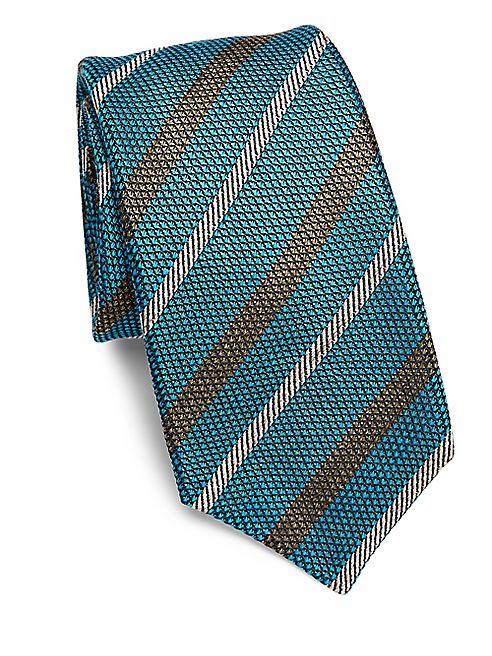 Kiton - Textured Stripe Silk Tie