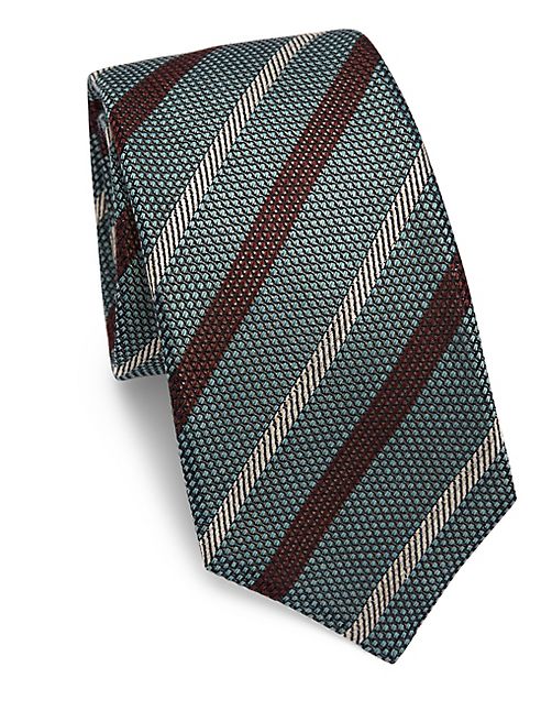 Kiton - Textured Striped Silk Blend Tie