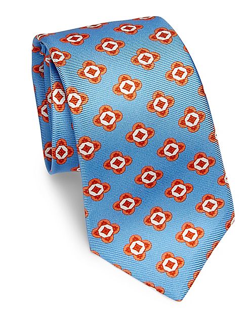 Kiton - Large Geometric Floral Silk Tie