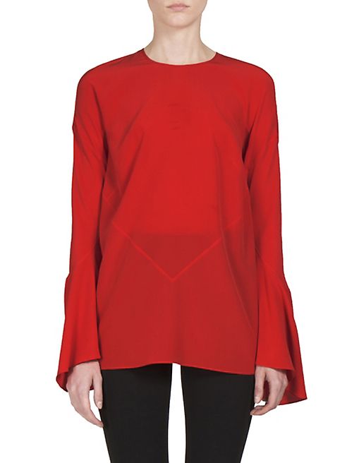 Givenchy - Flare-Sleeve Crepe de Chine Blouse