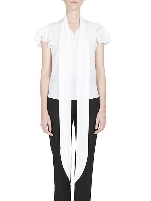 Givenchy - Tie-Neck Silk Crepe de Chine Blouse