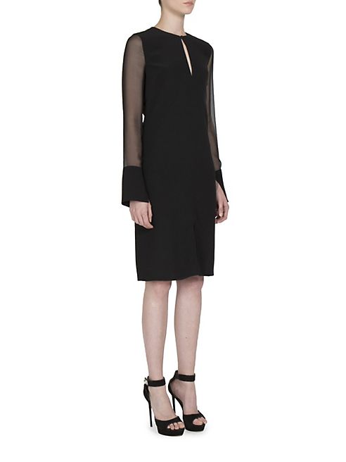 Givenchy - Chiffon-Sleeve Silk Crepe de Chine Dress