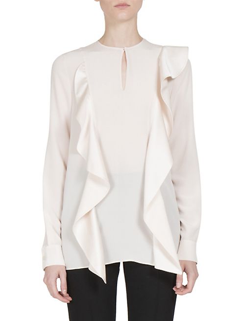 Givenchy - Ruffle-Detail Silk Crepe de Chine Blouse