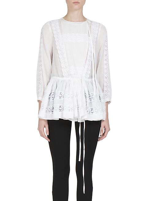 Givenchy - Toggle-Waist Cotton & Silk Peasant Blouse