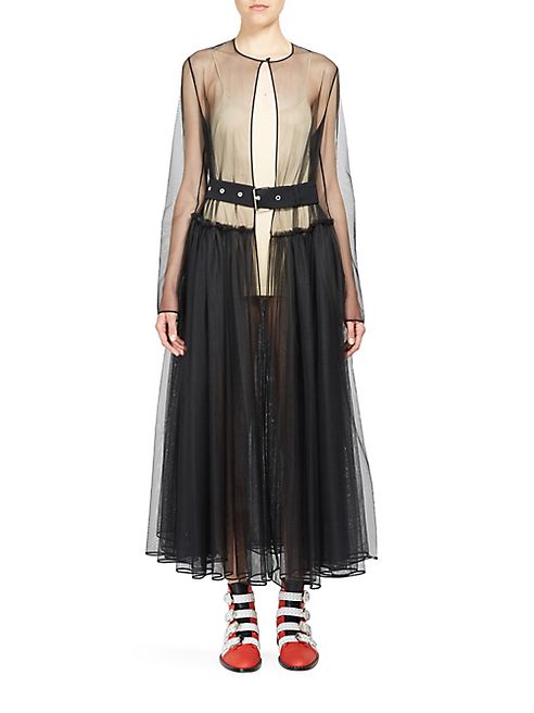 Givenchy - Belted Full-Skirt Tulle Coat