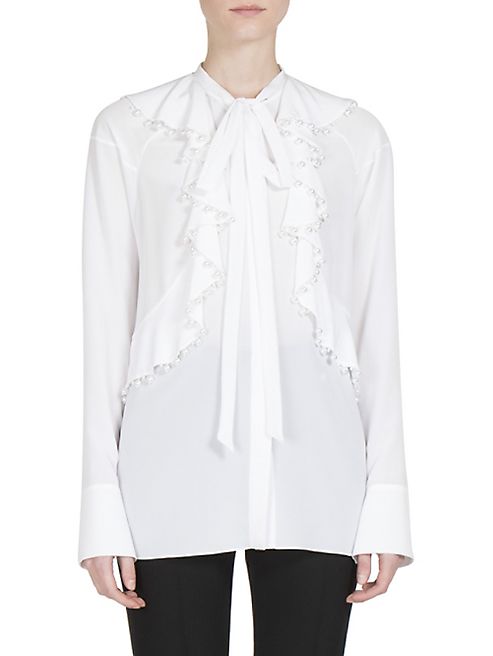 Givenchy - Pearlized Embellished Ruffle Blouse