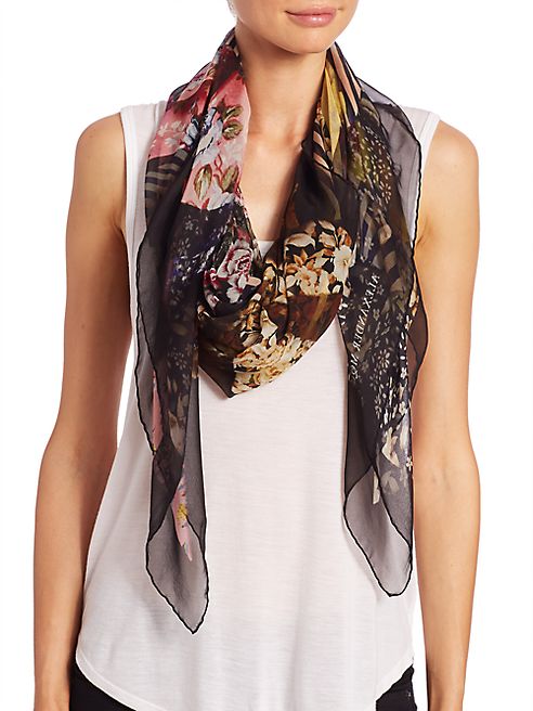 Alexander McQueen - Floral Ruffle Silk Scarf