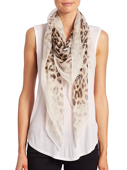 Alexander McQueen - Eaten Way Leopard Silk Scarf