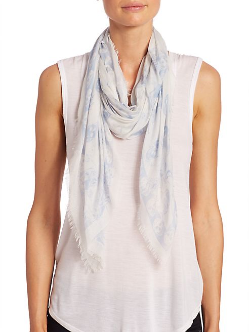 Alexander McQueen - Hummingbird Skull Silk & Modal Scarf