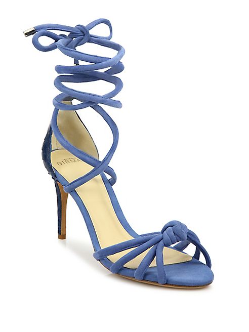 Alexandre Birman - Lanna Suede & Python Ankle-Wrap Sandals