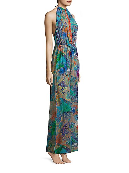 Etro - Paisley Printed Tassel Beaded Silk Blend Jumpsuit