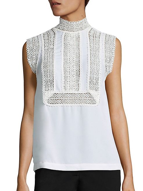 Yigal Azrouel - Sleeveless Lace Silk Georgette Top