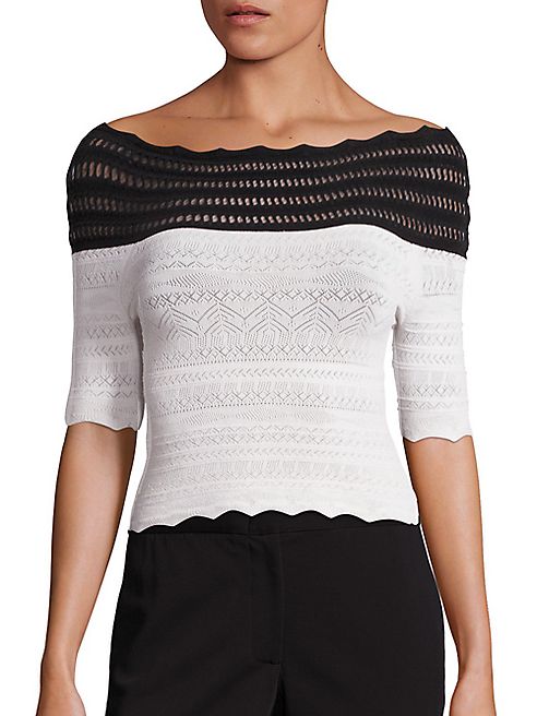 Yigal Azrouel - Two-Tone Off-The-Shoulder Knit Top