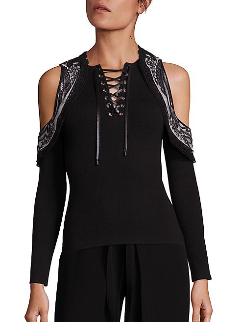 Yigal Azrouel - Lace-Detail Cold-Shoulder Top