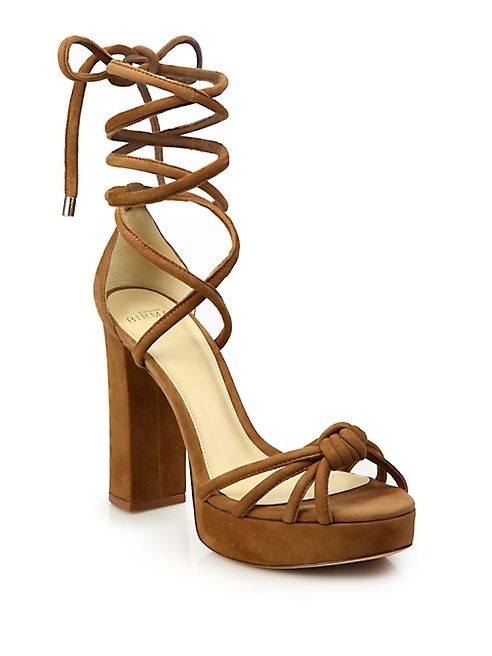 Alexandre Birman - Jannele Knotted Suede Ankle-Wrap Block Heel Sandals