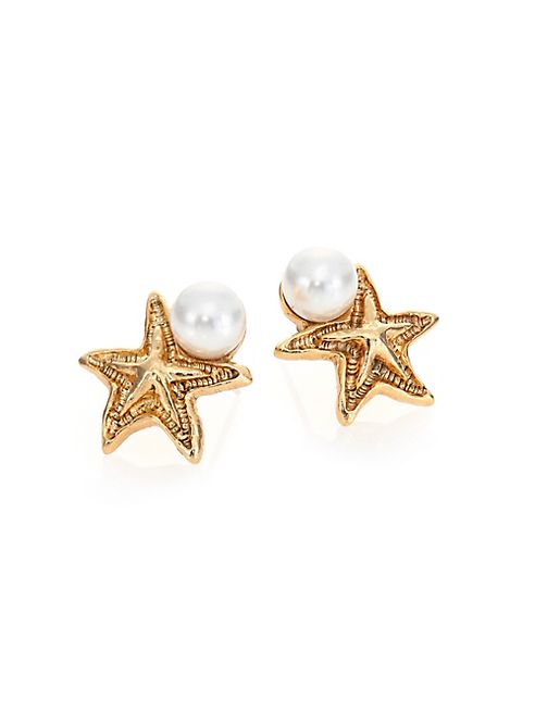 Oscar de la Renta - Pave Sea Star & Faux-Pearl Stud Earrings