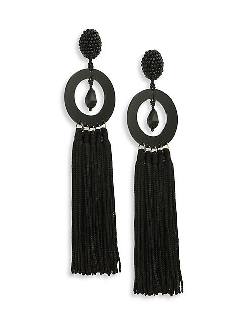 Oscar de la Renta - Circle Drop Tassel Clip-On Earrings