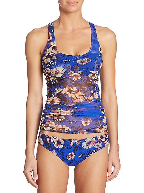 Fuzzi Swim - Two-Piece Vintage Floral Tulle Overlay Tankini