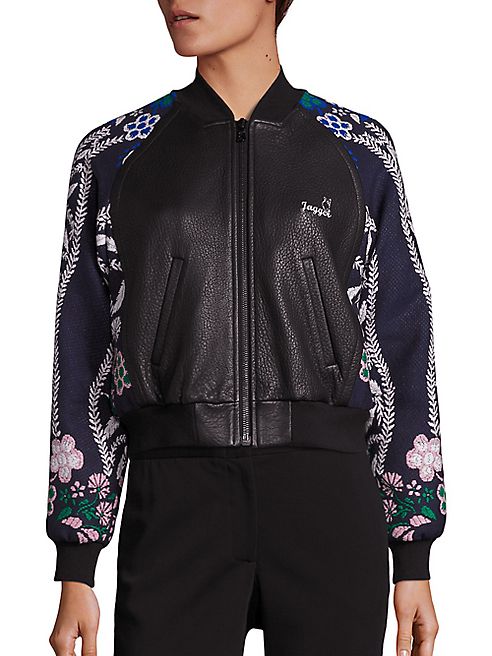 Yigal Azrouel - Leather & Jacquard Bomber Jacket