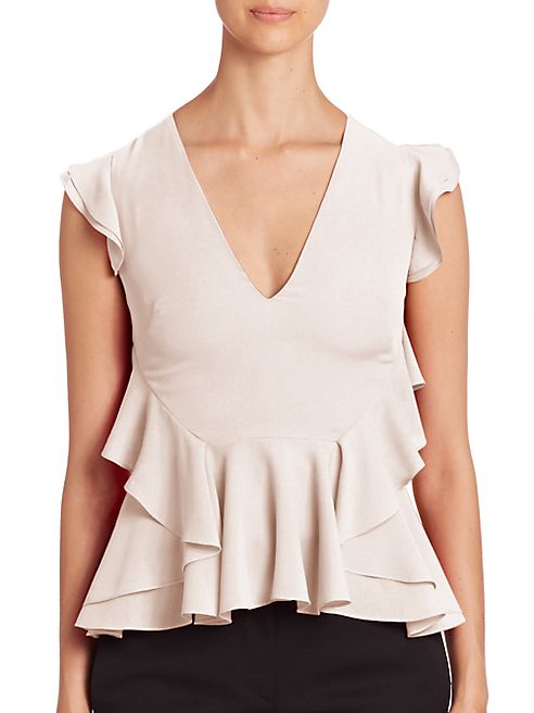 Alexander McQueen - Silk Double Georgette Ruffle Peplum Blouse