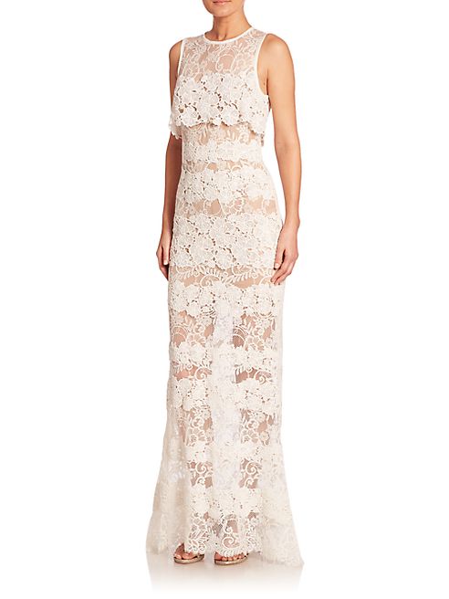 ELIE SAAB - Long Lace Popover Gown