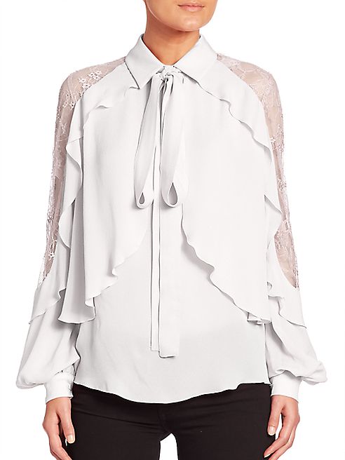 ELIE SAAB - Ruffled & Lace Blouse