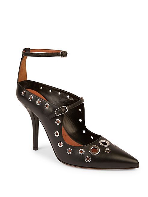 Givenchy - Grommeted Leather Point Toe Pumps