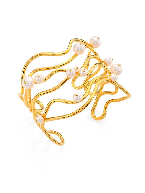 Aurélie Bidermann - Cheyne Walk Wire & Freshwater Pearl Cuff Bracelet