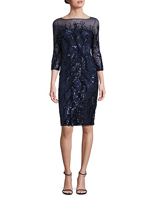 David Meister - Sequin Illusion Sheath Dress