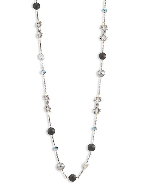 Alexis Bittar - Crystal Lace & Faux-Pearl Station Necklace