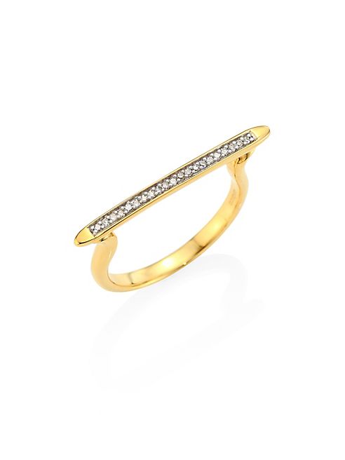 Monica Vinader - Skinny Diamond Stacking Ring/Goldtone