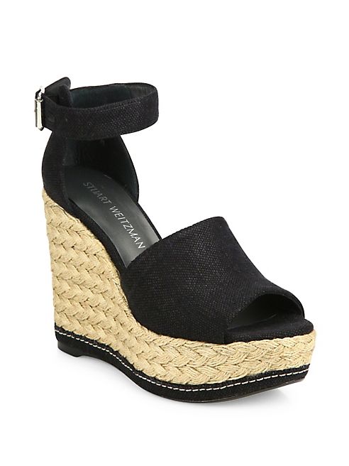 Stuart Weitzman - Sohojute Linen Espadrille Wedge Sandals